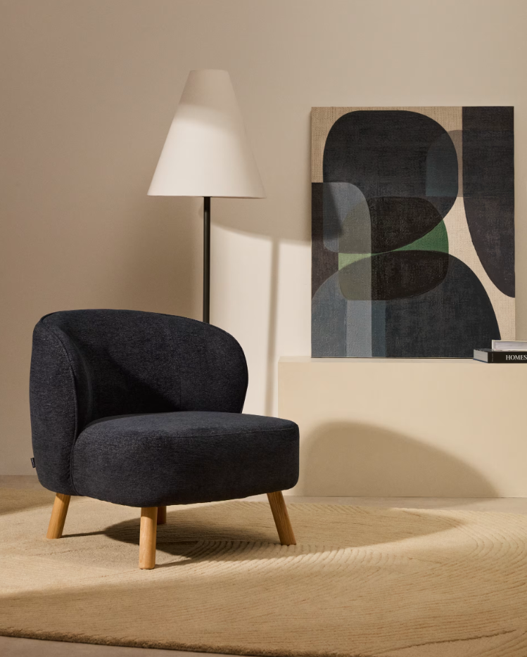 Fotel z chenilovej tkaniny ULIT modrošedý