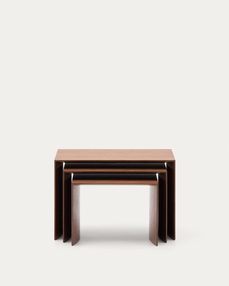 Litto nut veneer side table set