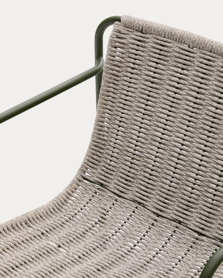 Záhradná stolička MAURINA šedá so zeleným oceľovým podstavcom