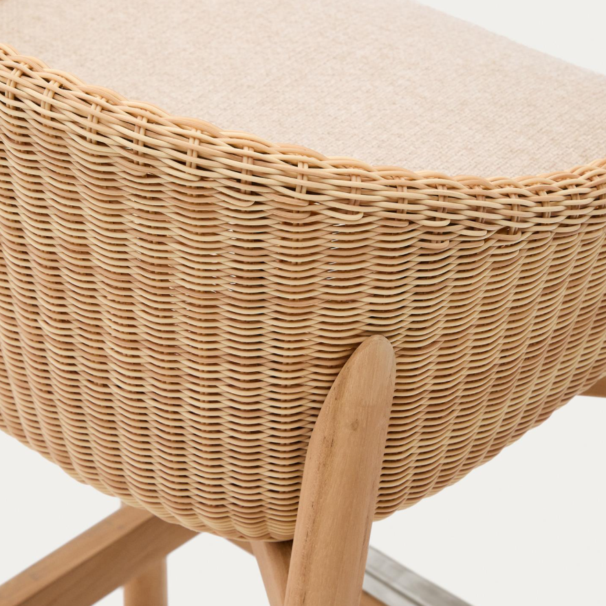 Exteriérový hoker GALEA z teakového dreva s ratanovým sedadlom