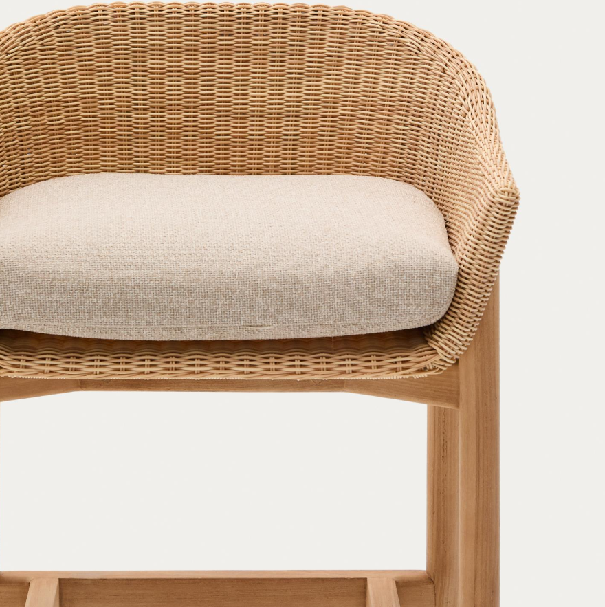 Exteriérový hoker GALEA z teakového dreva s ratanovým sedadlom