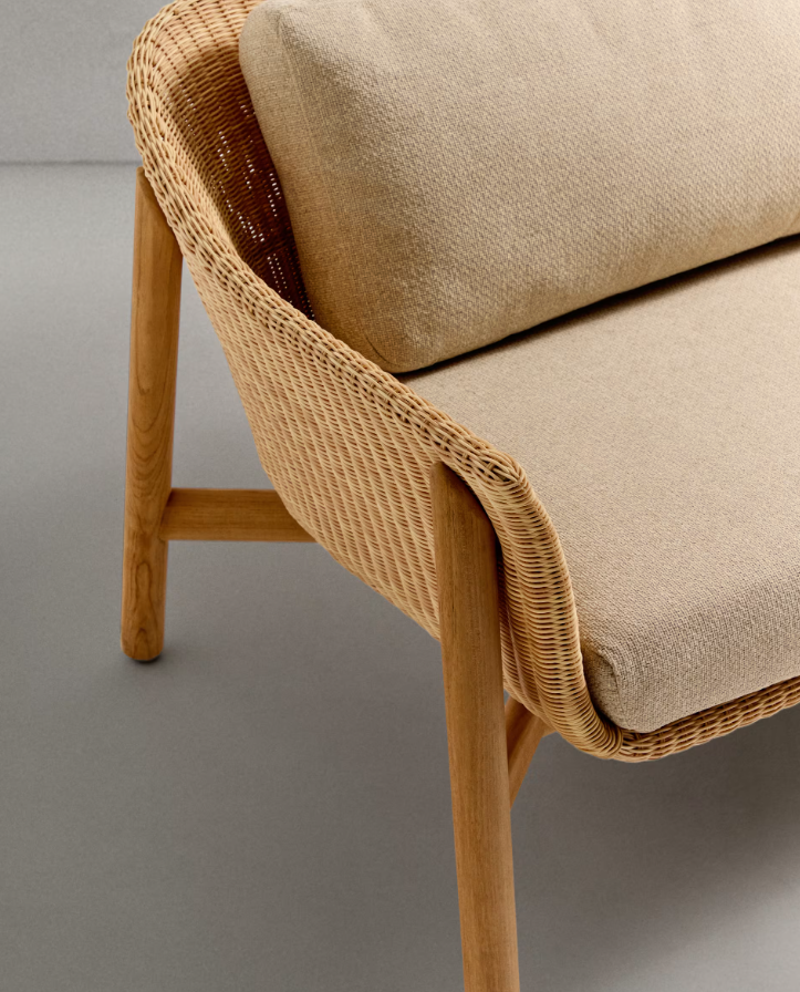 Záhradná pohovka pre 3 osoby GALEA z teakového dreva a ratanu