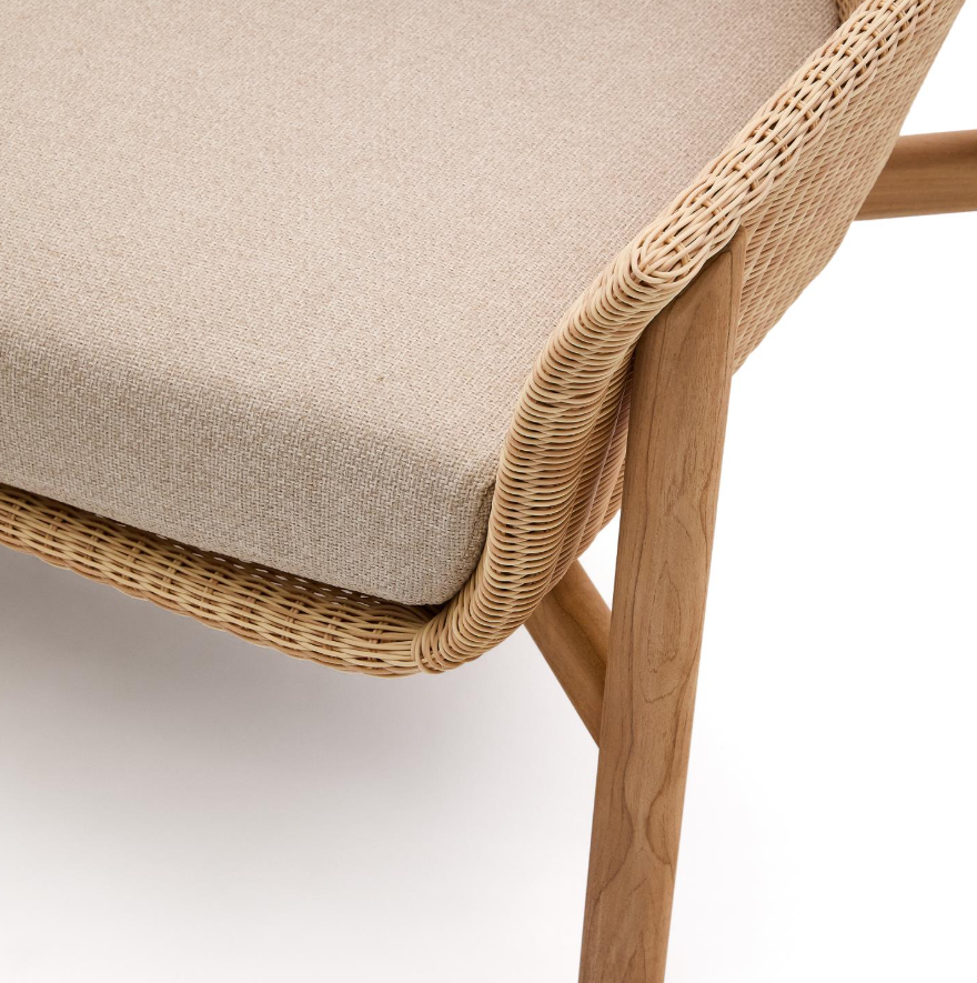 Záhradná pohovka pre 3 osoby GALEA z teakového dreva a ratanu