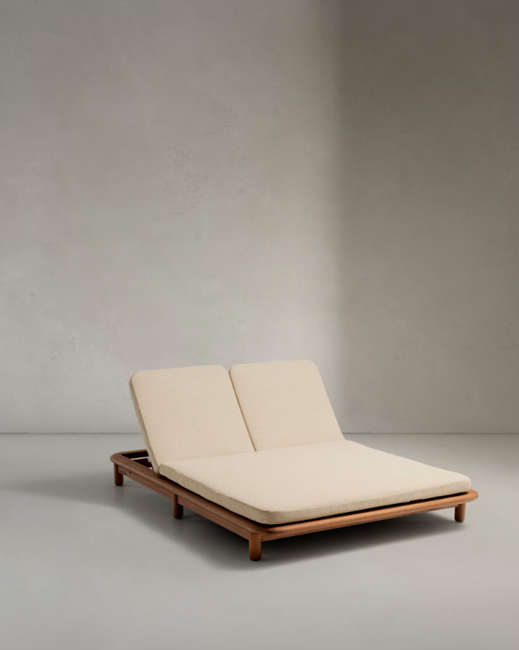 Dvojitý záhradný ležadlo TURQUETA z teakového dreva