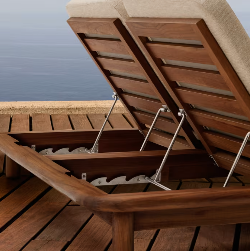 Dvojitý záhradný ležadlo TURQUETA z teakového dreva