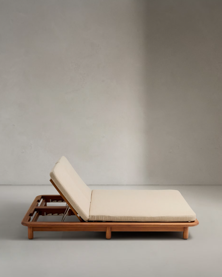 Dvojitý záhradný ležadlo TURQUETA z teakového dreva