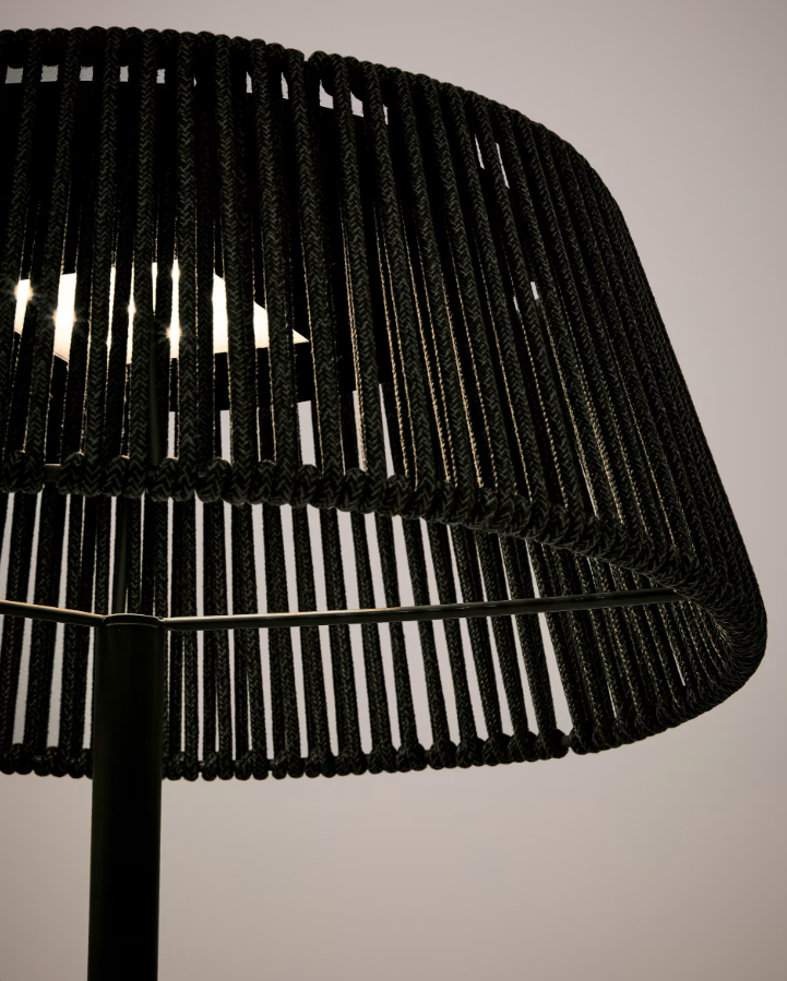 External floor lamp Aldet dark green rope