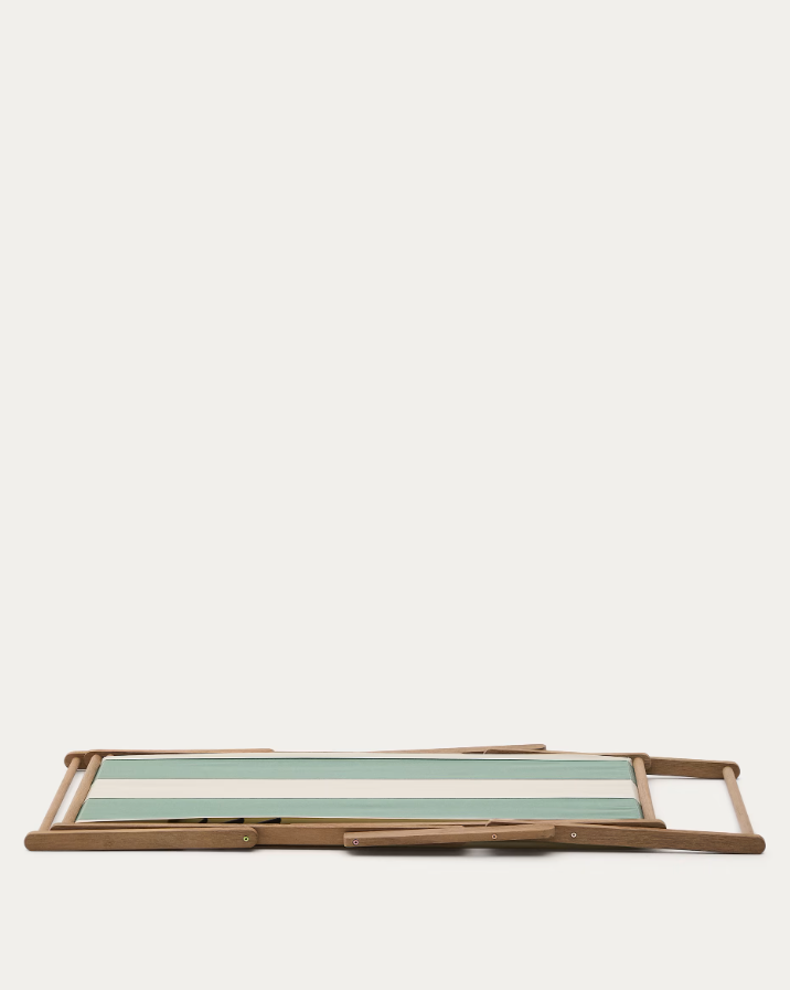 Ležadlo VILARA zeleno-bežové s akáciovou základňou