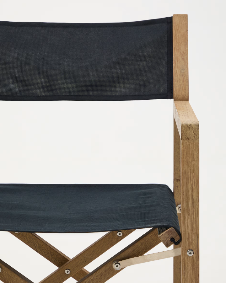 Skladacia vonkajšia stolička VILARA čierna s akáciovou základňou