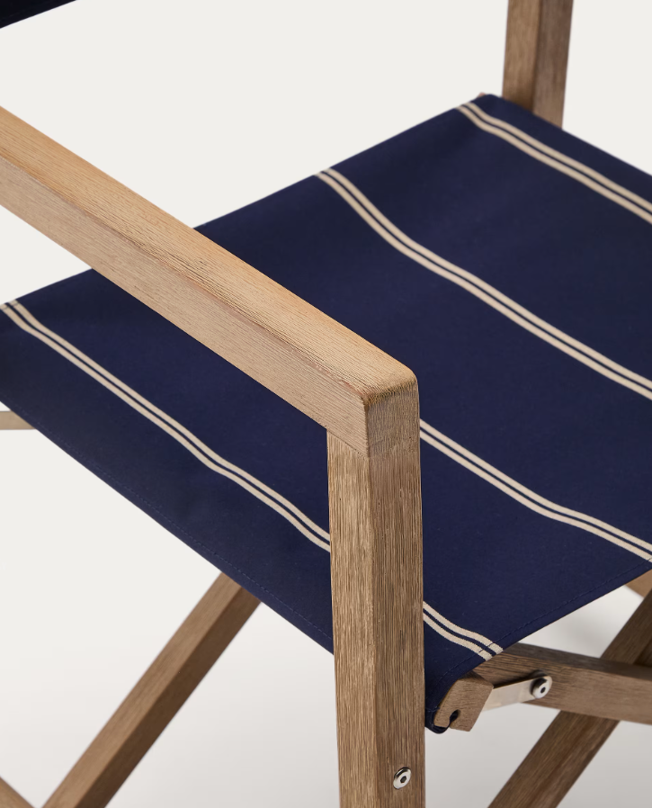 Skladacie vonkajšie kreslo VILARA modré s akáciovou základňou