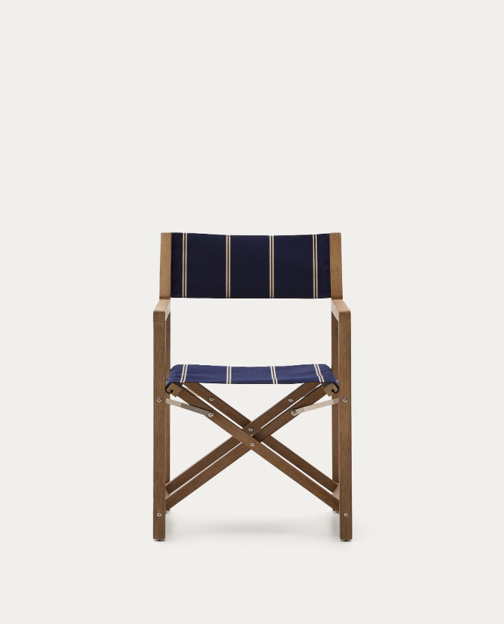 Skladacie vonkajšie kreslo VILARA modré s akáciovou základňou