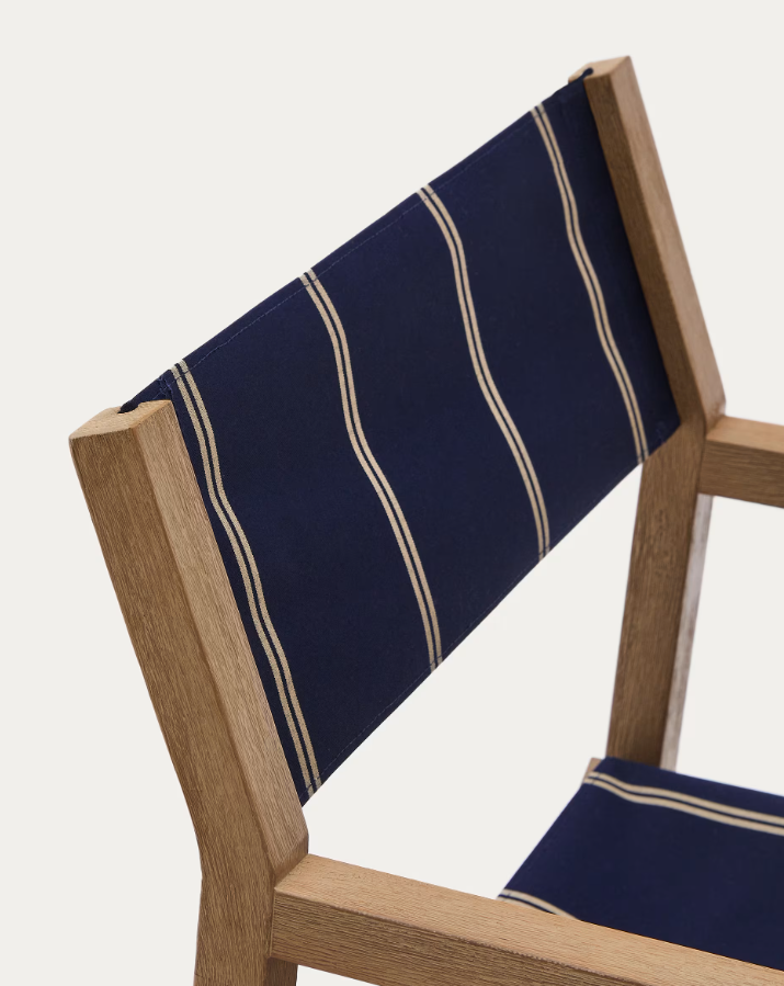 Skladacie vonkajšie kreslo VILARA modré s akáciovou základňou