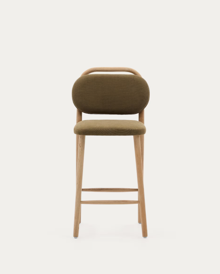 Hoker HELDA zelený s zamatom s dubovou základňou