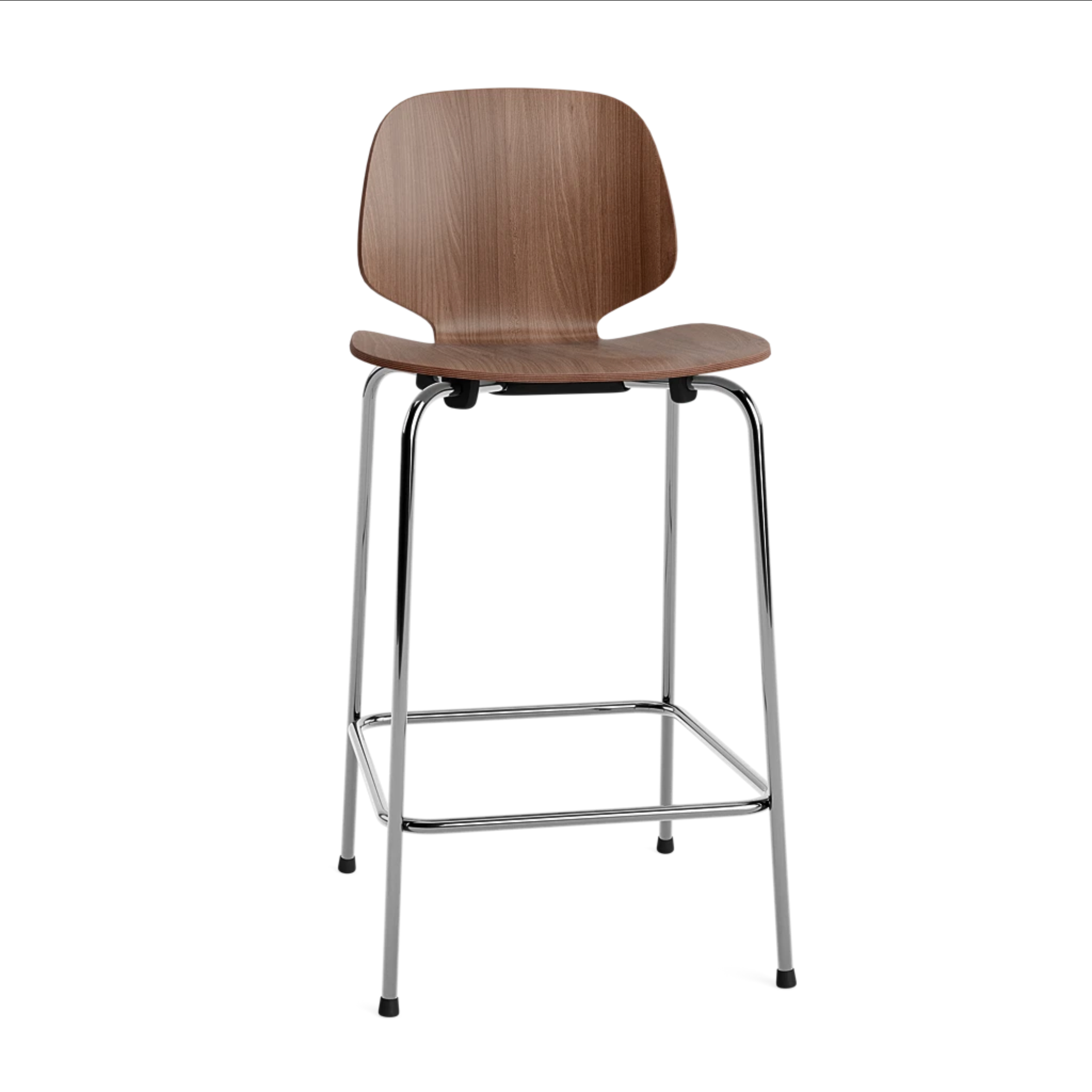 Barová stolička MY orechová dyha s chrómovaným podstavcom