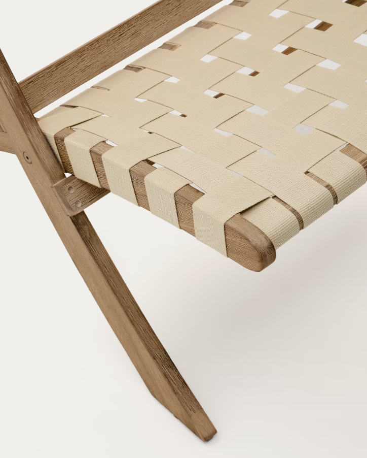 Skladací záhradný fotel CHABELI z masívneho akáciového dreva s krémovým povrchom