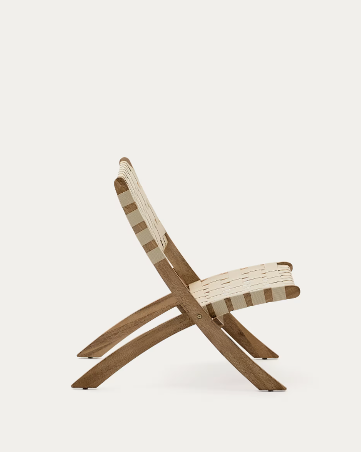 Skladací záhradný fotel CHABELI z masívneho akáciového dreva s krémovým povrchom