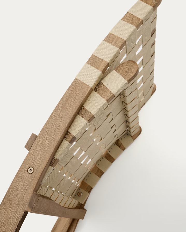 Skladací záhradný fotel CHABELI z masívneho akáciového dreva s krémovým povrchom