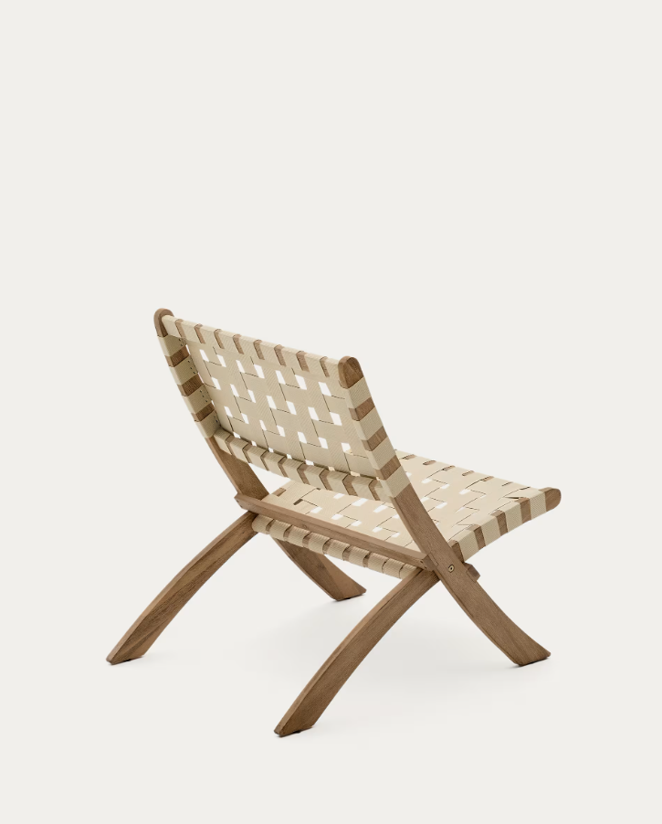 Skladací záhradný fotel CHABELI z masívneho akáciového dreva s krémovým povrchom