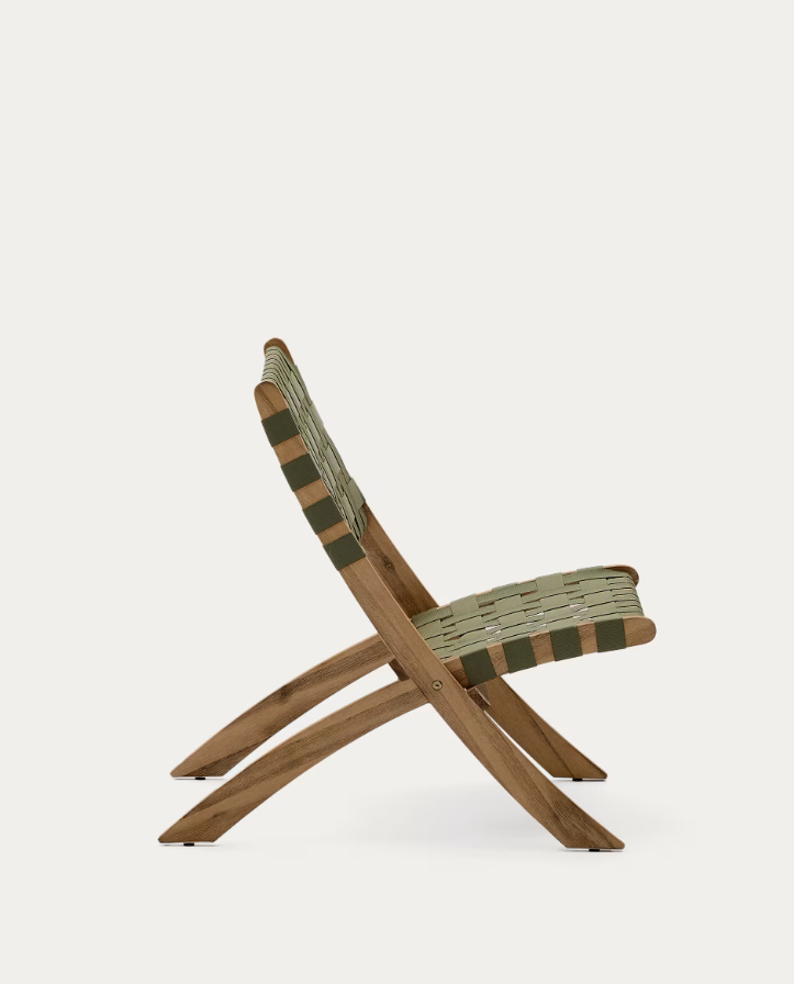 Skladací záhradný fotel CHABELI z masívneho akáciového dreva so zeleným povrchom