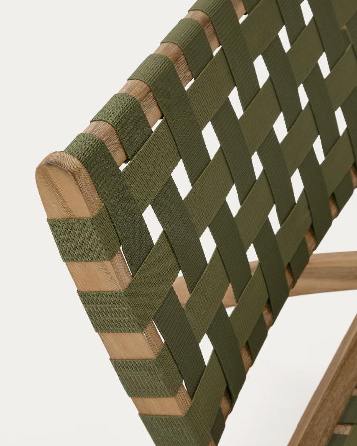 Skladací záhradný fotel CHABELI z masívneho akáciového dreva so zeleným povrchom