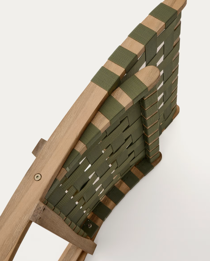 Skladací záhradný fotel CHABELI z masívneho akáciového dreva so zeleným povrchom