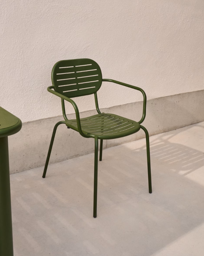 Garden chair with armrests Brai Green Stal