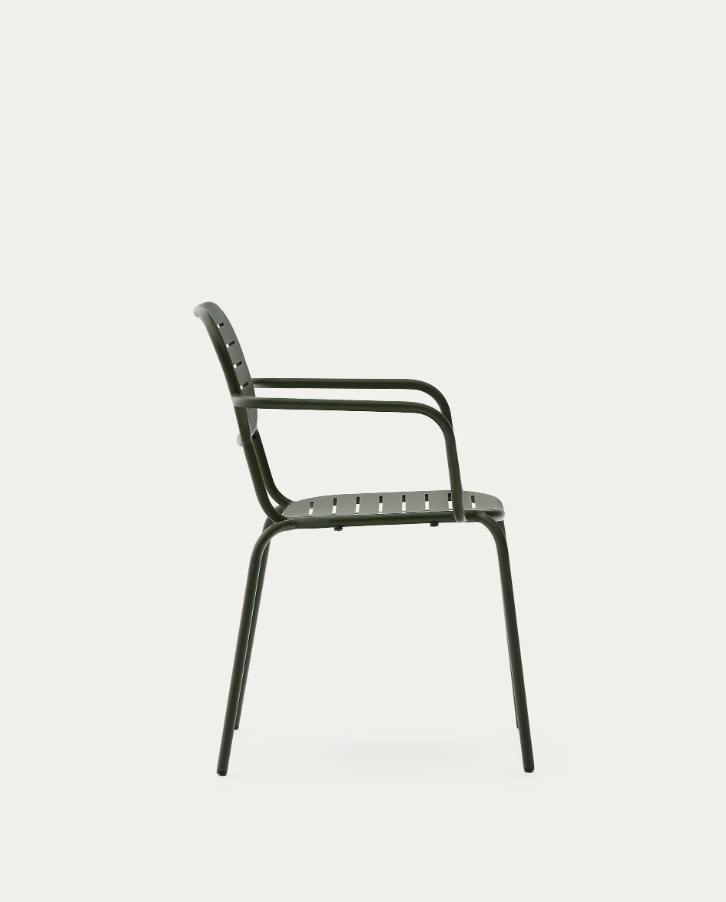 Garden chair with armrests Brai Green Stal