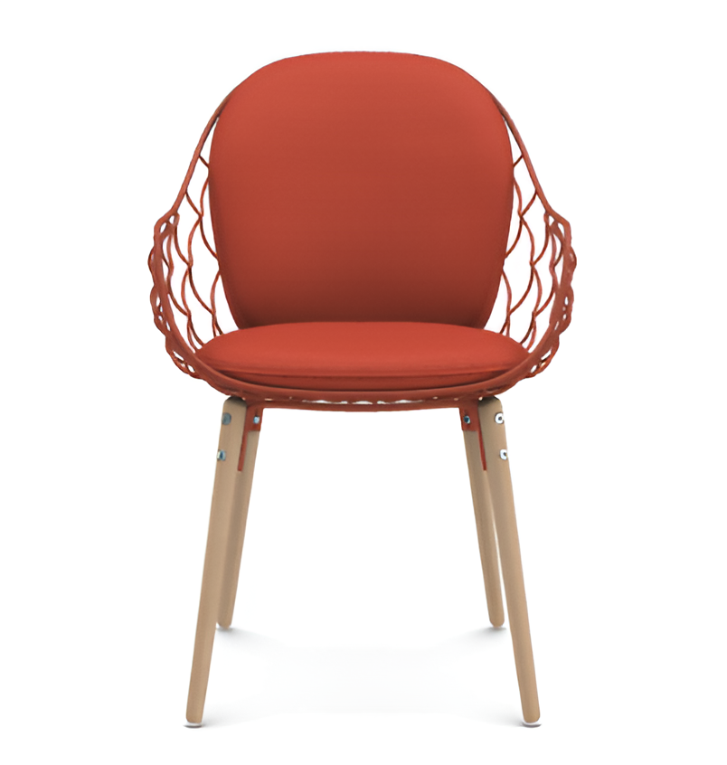 Stolička PIÑA červená s jaseňovým podstavcom