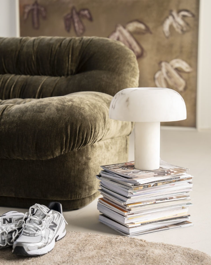 Stolná lampa GLOWSTONE krémová