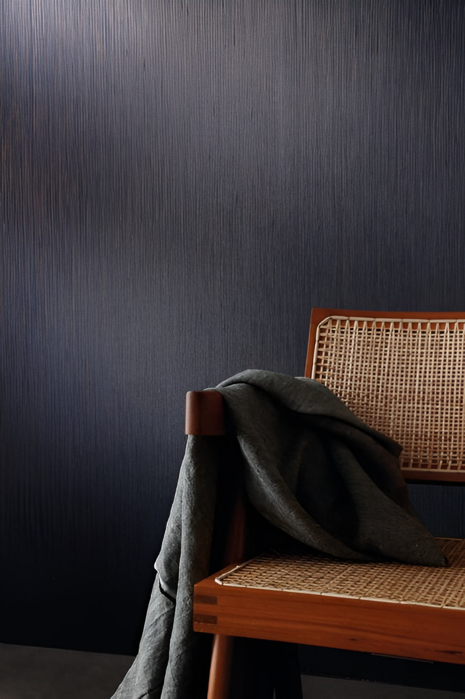 Textile wallpaper with structural vertical stripes JUSSIEU - CELADON mint green