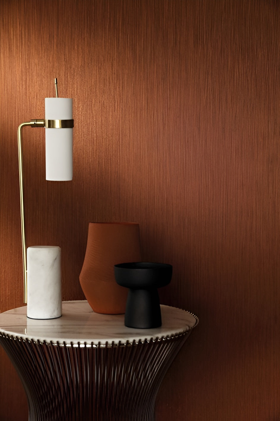 Textile wallpaper with structural vertical stripes JUSSIEU - CELADON mint green