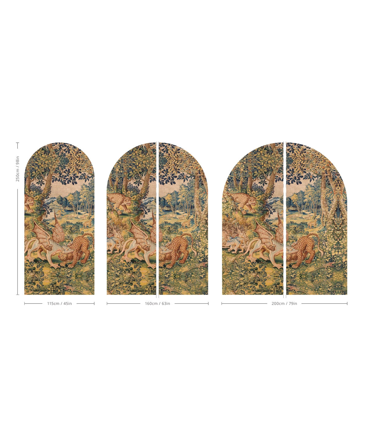 Múrová tapeta z flizelínu v tvare oblúka DRAGON ARRAS pieskový béžový so zelenou