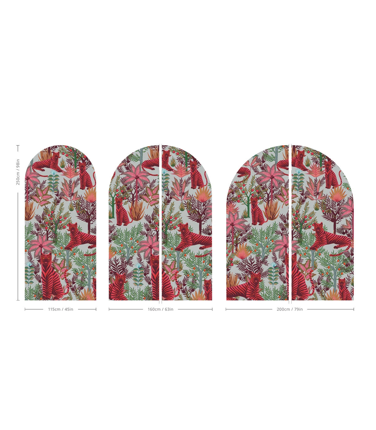 Murál v tvare oblúka s motívom zvierat ZLATÉ TIGRE RUŽOVÉ