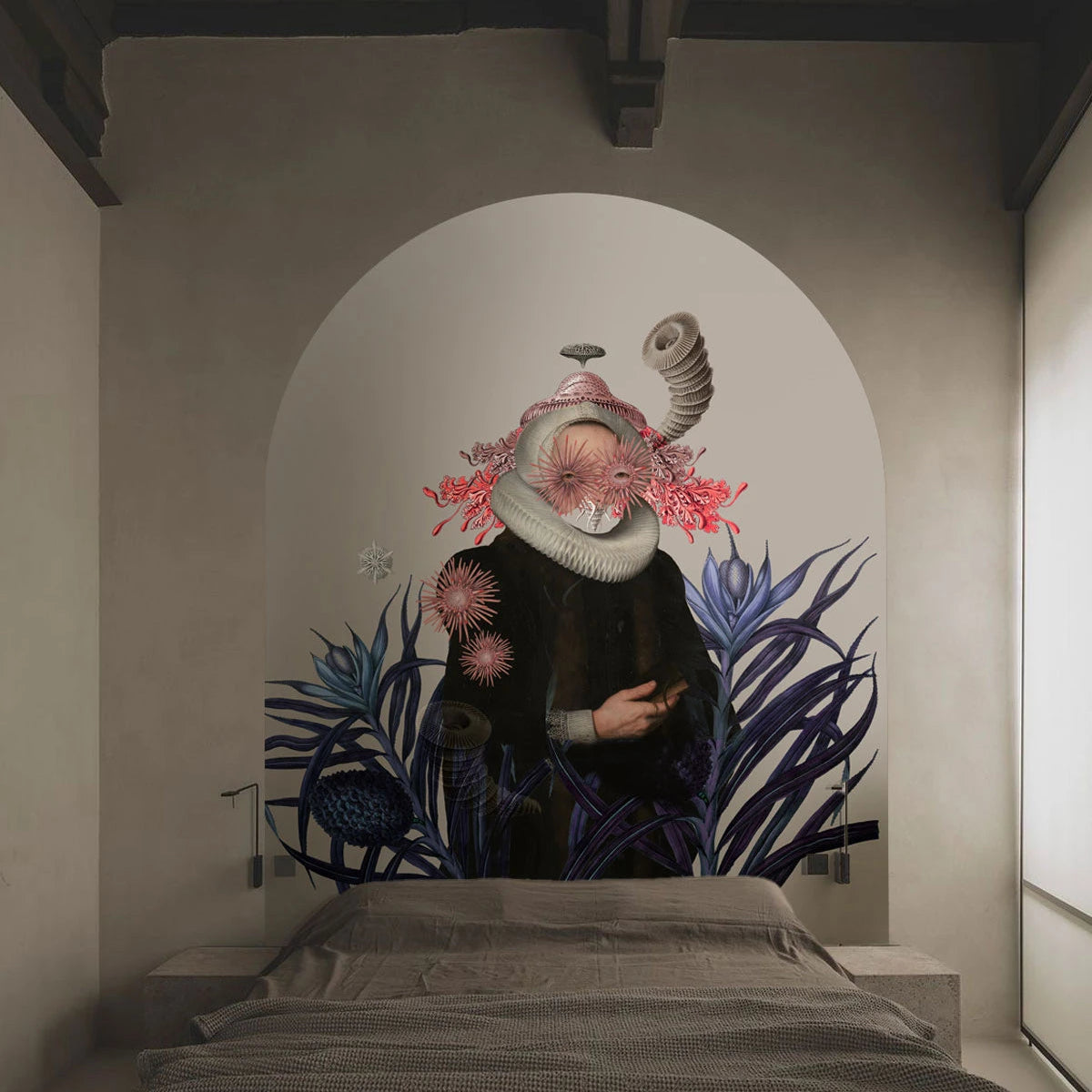 Múrová flizelínová tapeta v tvare oblúka LADY MEDUSA béžová