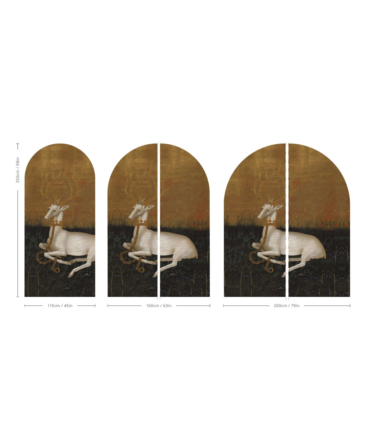 Majestic Rest Gold Arch-Shaped Non-Woven Wallpaper with Green