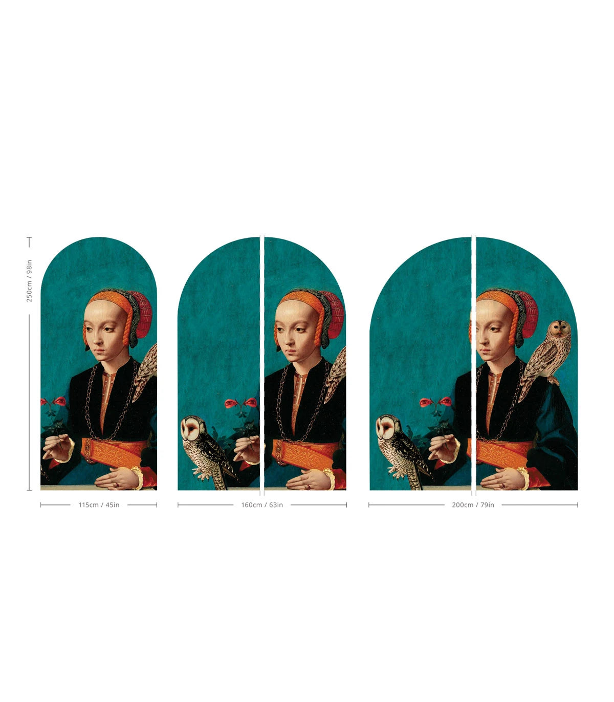 Múrová flizelínová tapeta v tvare oblúka SOVA DÁMA tyrkysová