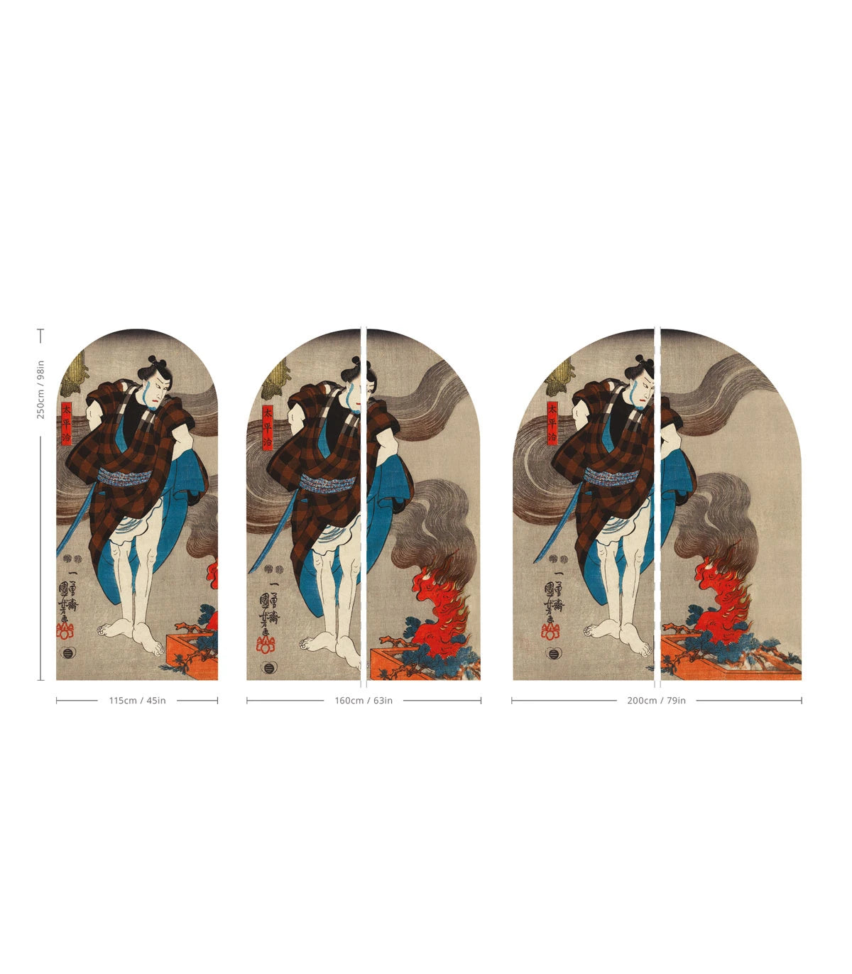 Múrová flizelínová tapeta v tvare oblúka SAMURAI SERENITY béžová