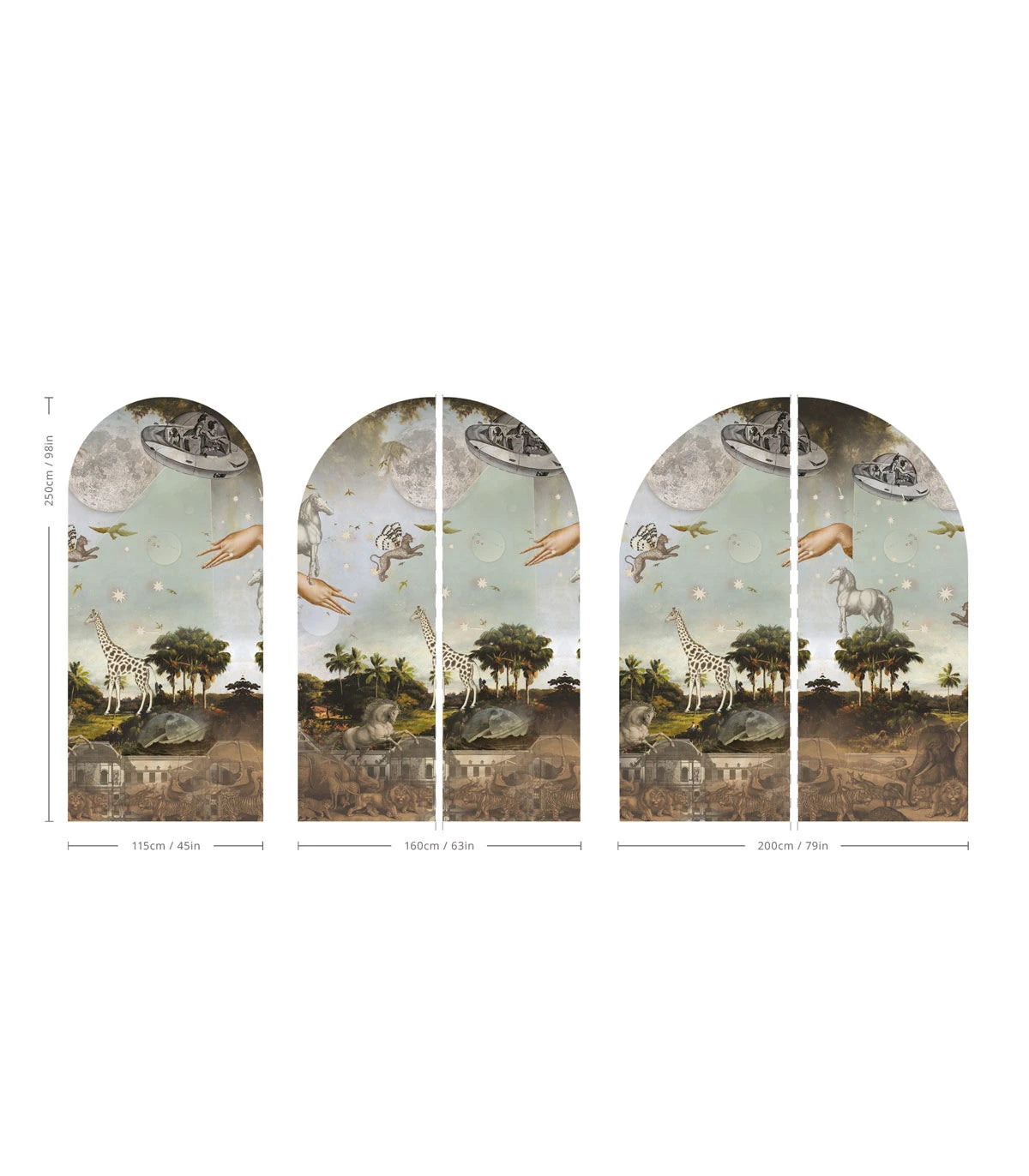 Múrová flizelínová tapeta v tvare oblúka STARDUST SAFARI tmavozelená s modrou