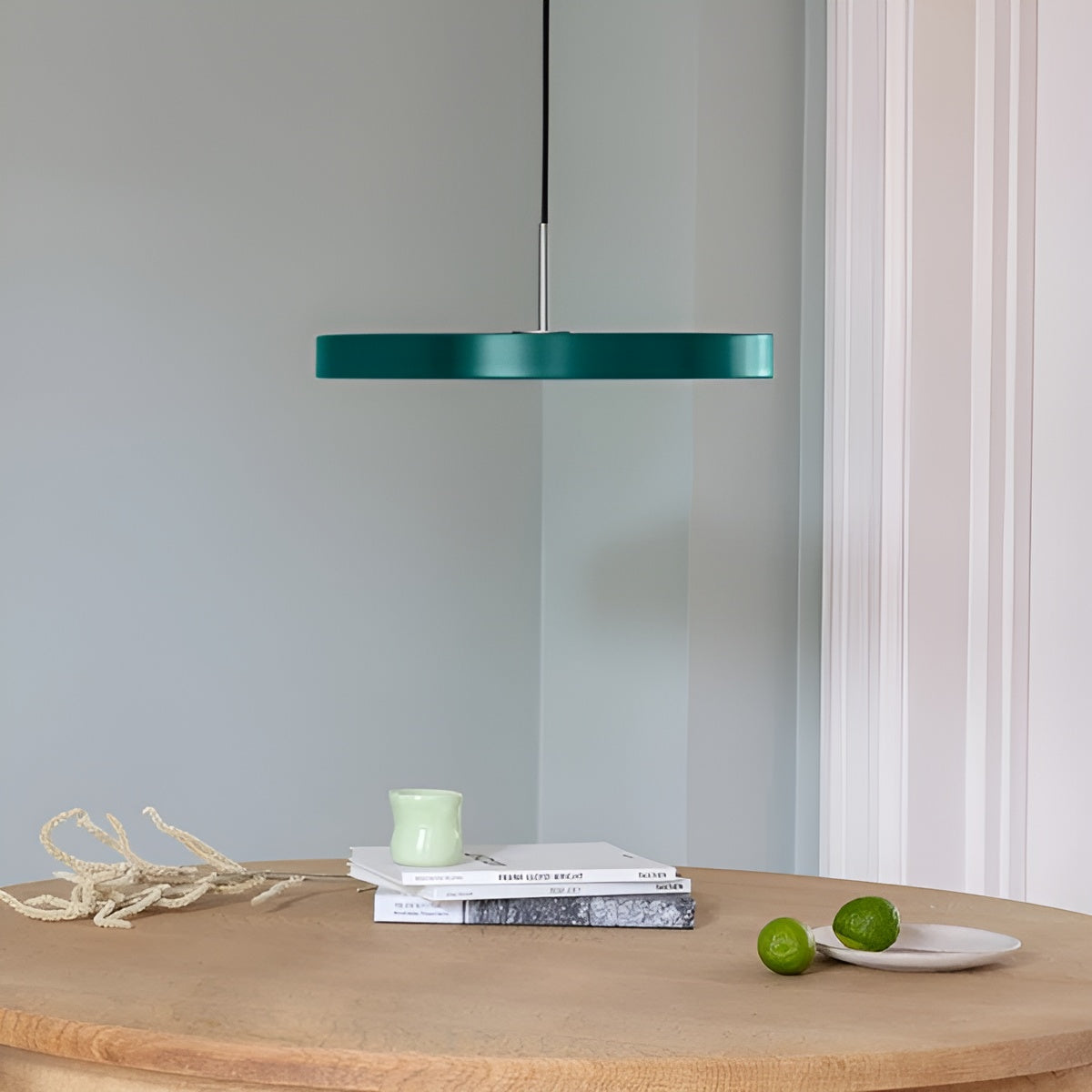 ASTERIA PLUS pendant lamp in dark green with silver insert