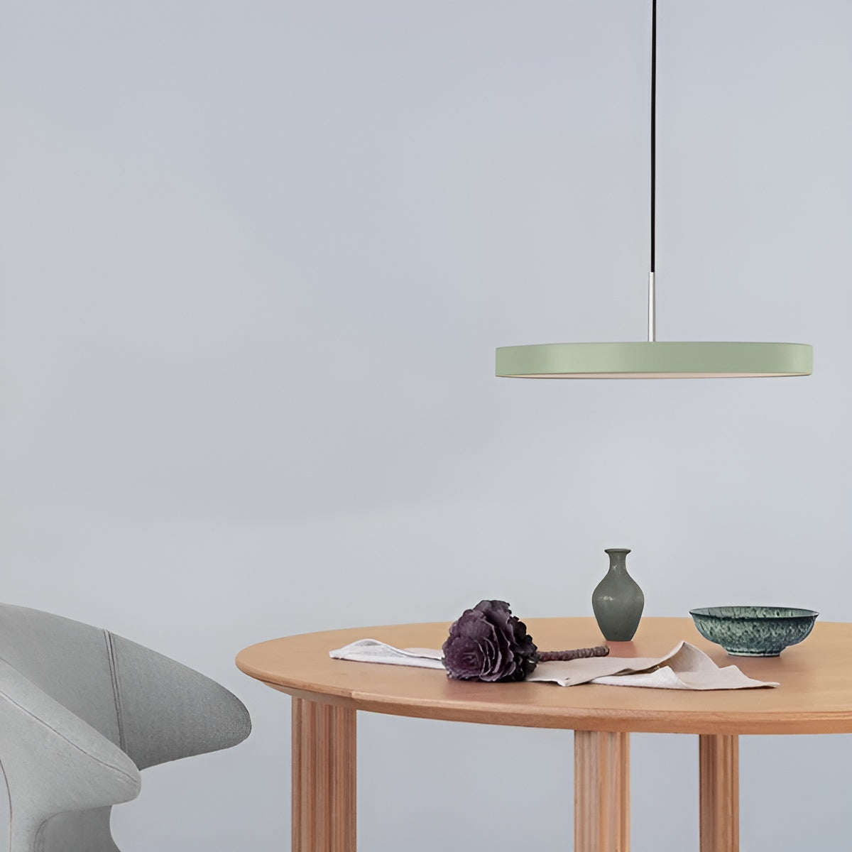 ASTERIA PLUS pendant lamp in olive with silver insert