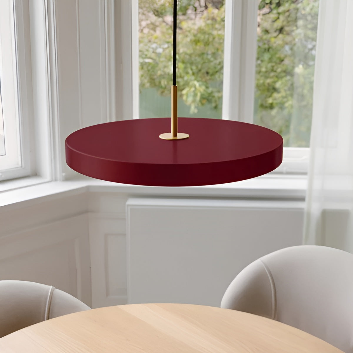 Závesná lampa ASTERIA PLUS bordová so zlatým prvkom