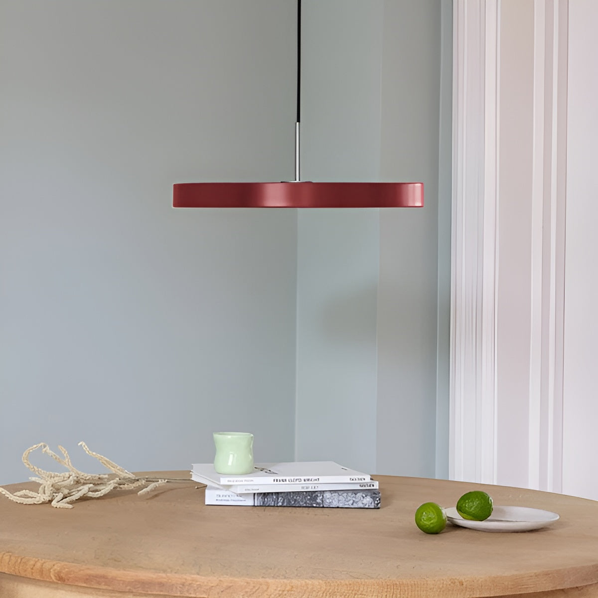 ASTERIA PLUS burgundy pendant lamp with silver insert