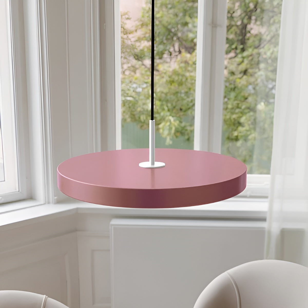 ASTERIA PLUS pendant lamp in light pink with silver insert