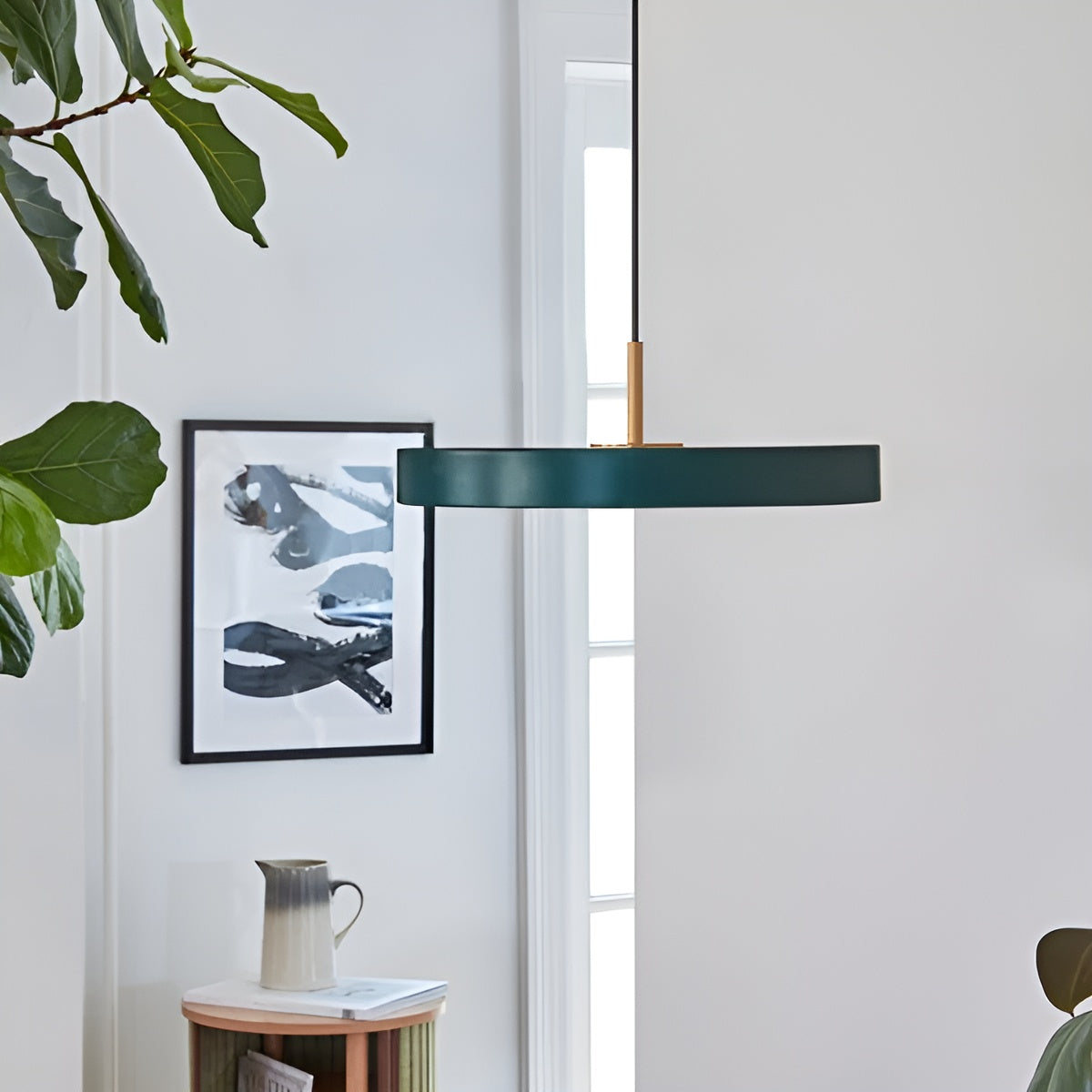 Závesná lampa ASTERIA PLUS tmavozelená so zlatým prvkom