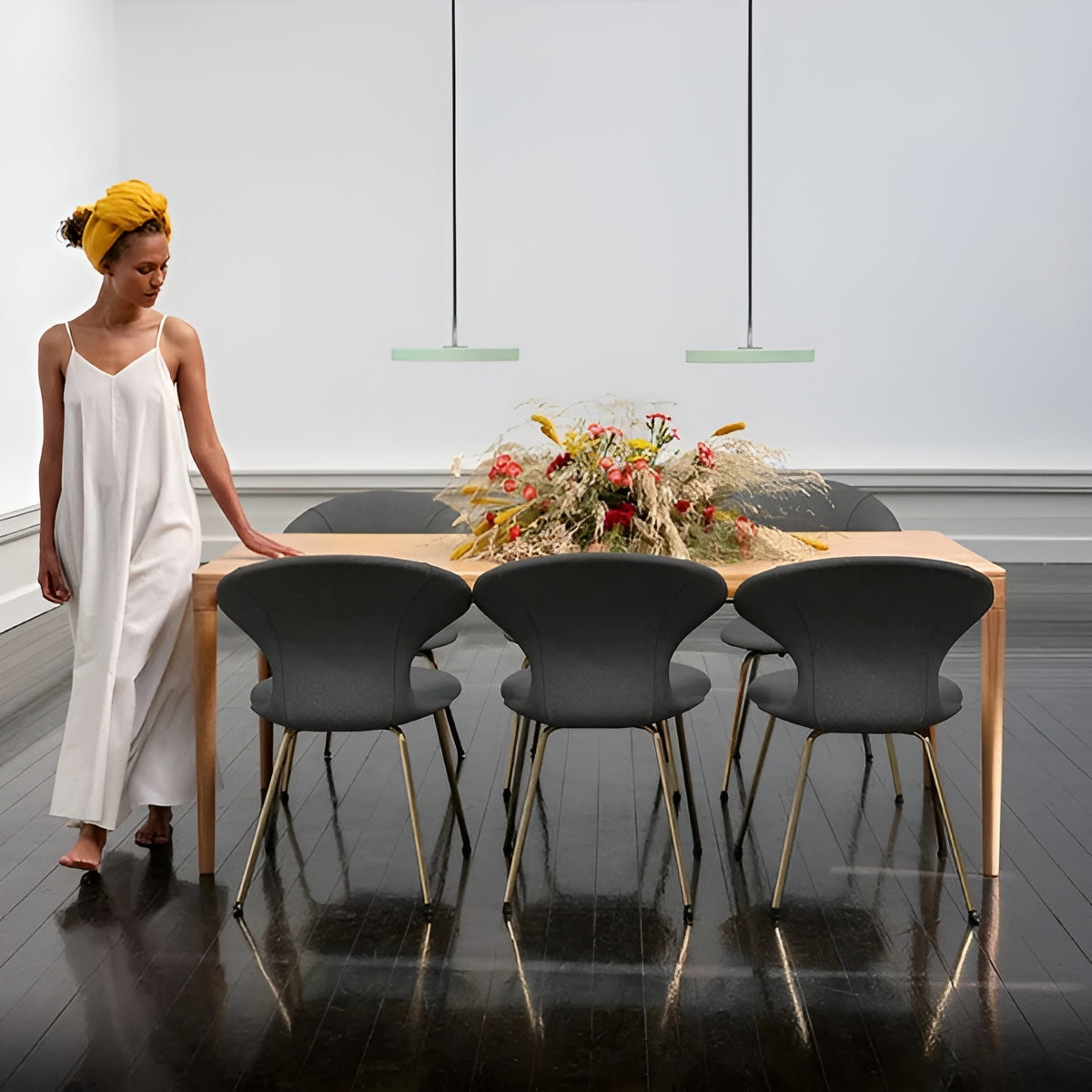 ASTERIA PLUS pendant lamp in olive with silver insert