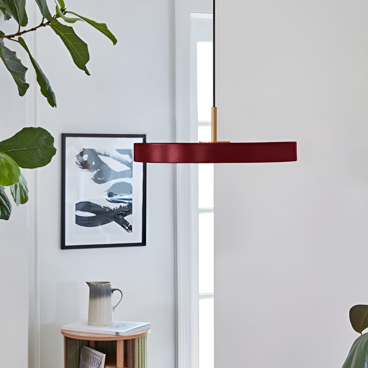 Závesná lampa ASTERIA PLUS bordová so zlatým prvkom