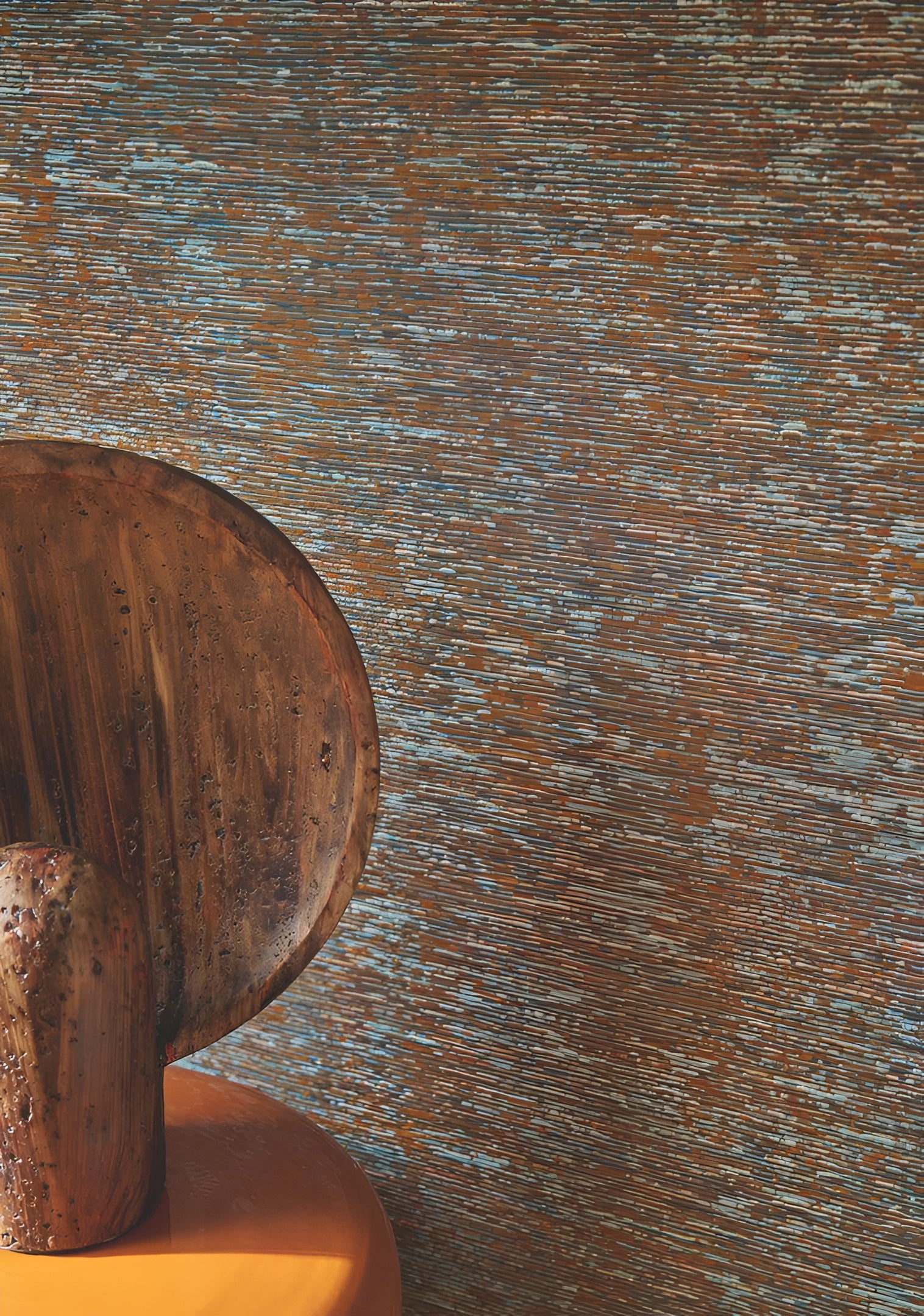 Textilná štruktúrovaná tapeta ARTOIS - ORANŽOVÁ MODRÁ pomarančová s modrou