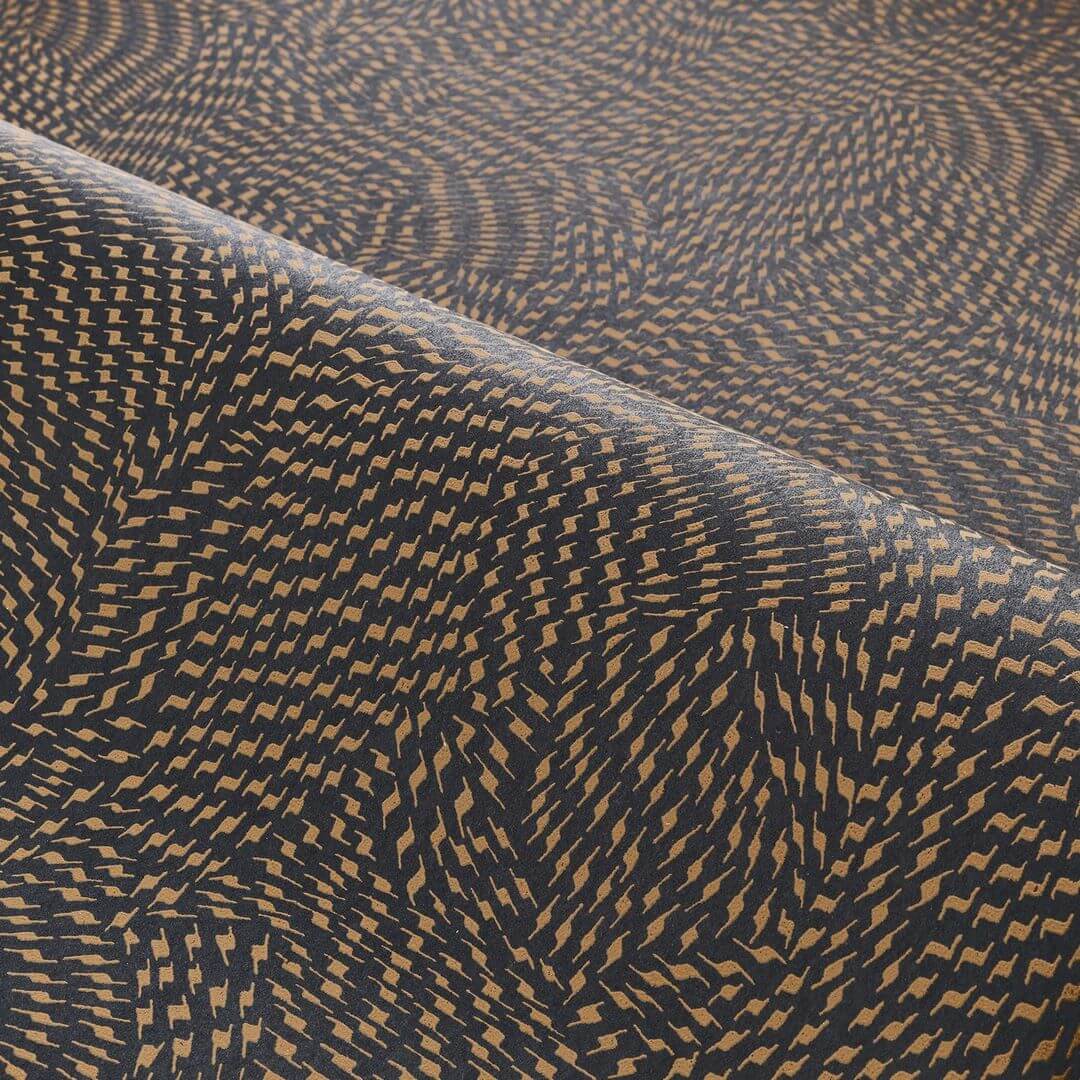 Tapeta s abstraktným vzorom PASSY - NOIR/CAMEL čierna s béžovou