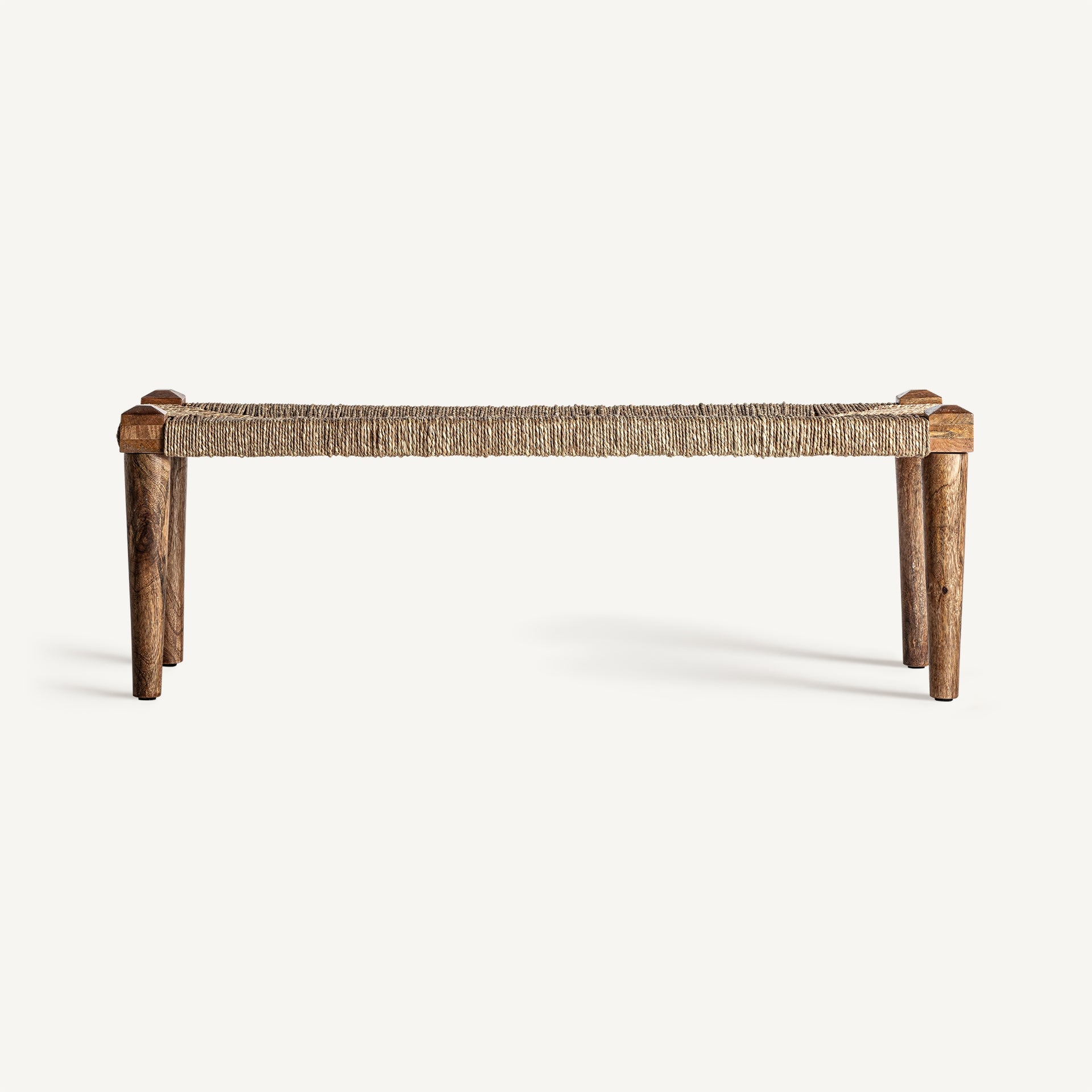 TASSAROLO Bench in Mango Wood with Jute Seat