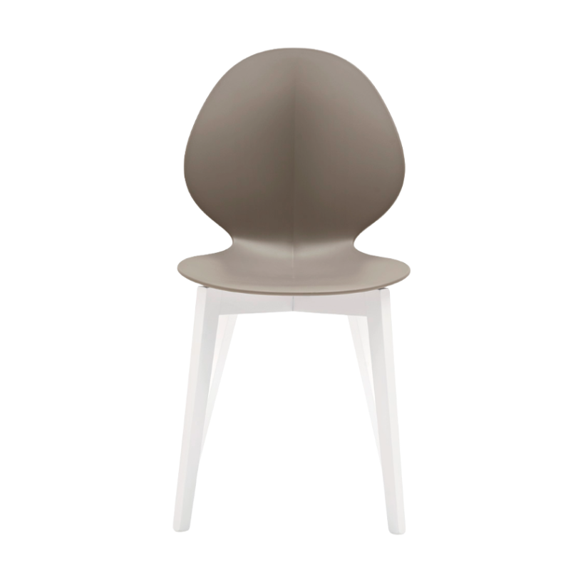BASIL Chair taupe seat with white wooden base